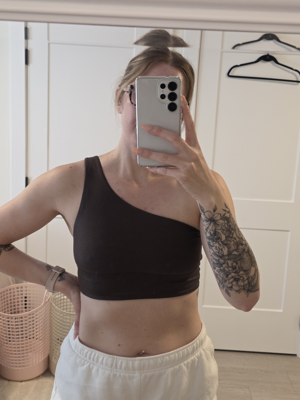 Lululemon One Shoulder Brown Ribbed Sparkly Bra